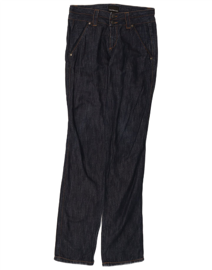 CALVIN KLEIN Jean droit Femme W27 L35 Bleu Marine Coton