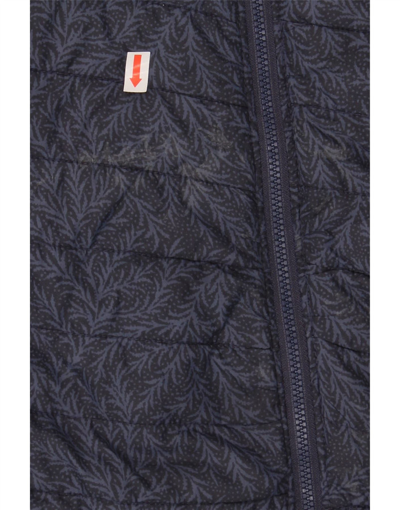 COLUMBIA Womens Hooded Padded Jacket UK 6 XS Navy Blue Floral Nylon Vintage Columbia and Second-Hand Columbia from Messina Hembry 