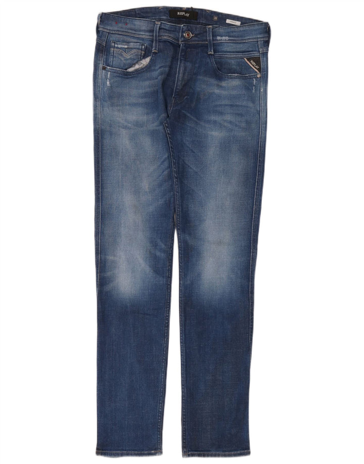 Replay Jean Slim Homme W32 L32 Bleu Coton