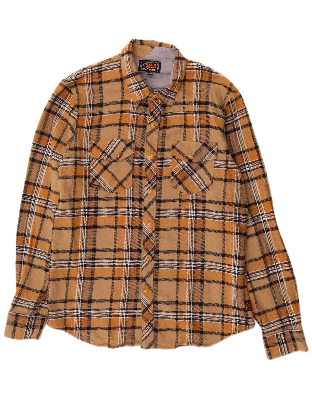 VOLCOM Chemise en flanelle pour homme en coton à carreaux marron