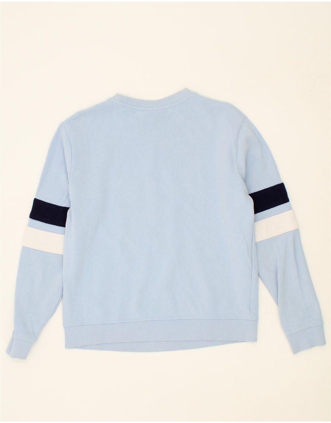 FILA Womens Graphic Sweatshirt Jumper UK 14 Medium Blue Colourblock Cotton Vintage Fila and Second-Hand Fila from Messina Hembry 