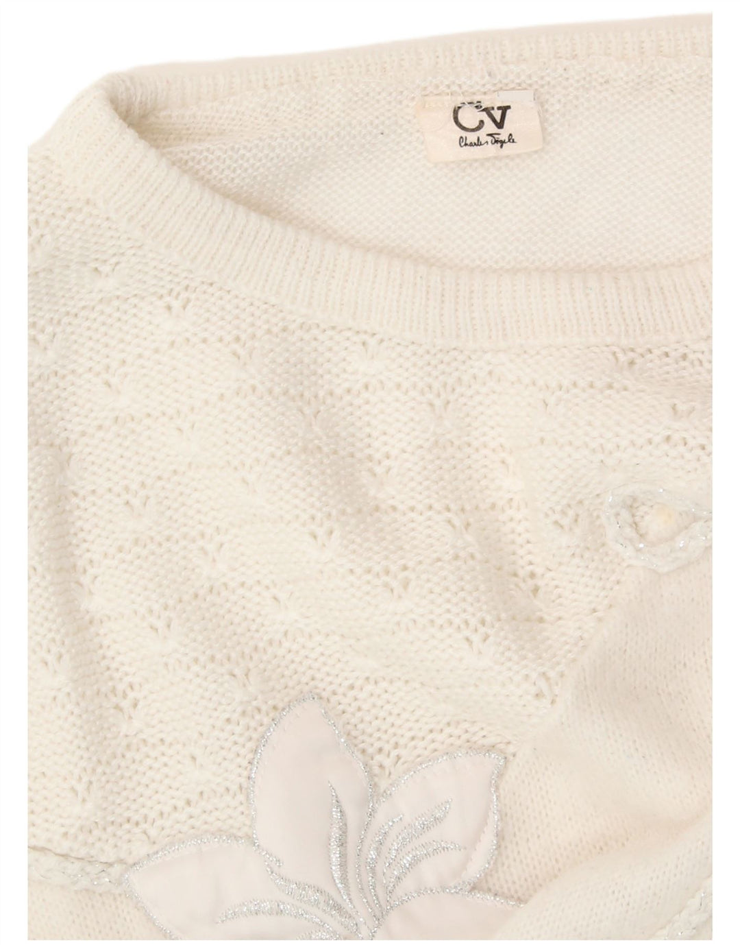 CHARLES VOGELE Pull col rond pour femme UK 18 XL Blanc Floral