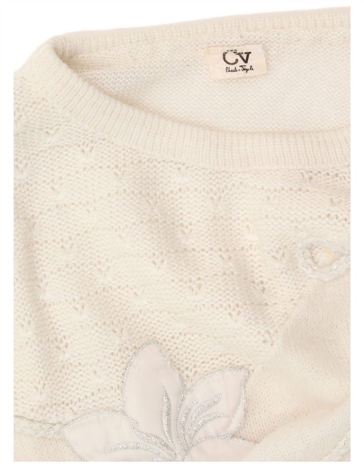 CHARLES VOGELE Pull col rond pour femme UK 18 XL Blanc Floral