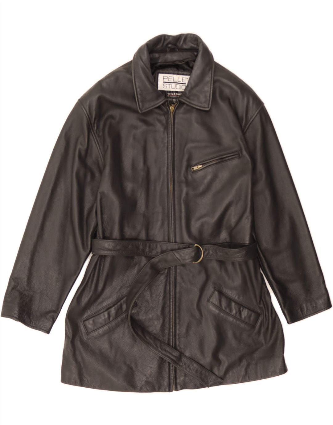 WILSONS Womens Leather Coat UK 16 Large Black Leather Vintage Wilsons and Second-Hand Wilsons from Messina Hembry 