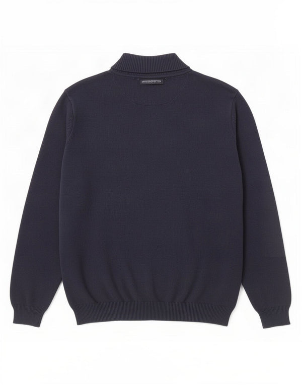 James Pringle Pull col zippé pour homme XL en coton bleu marine