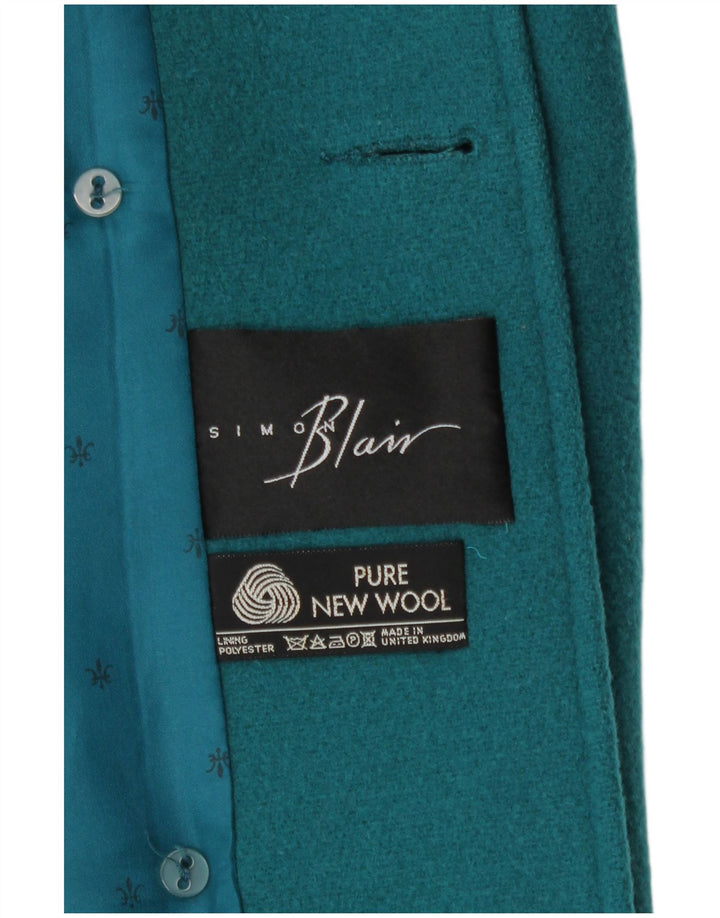 Simon Blair Manteau double boutonnage pour femme UK 16 Grande laine vierge verte