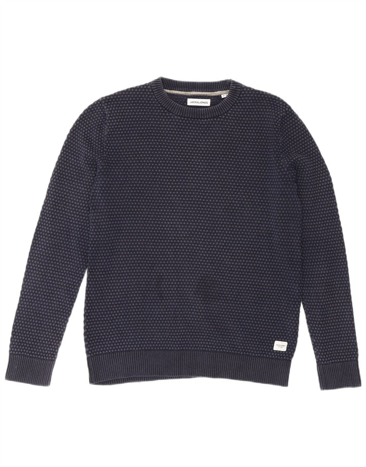 Jack & Jones Pull à col rond pour homme Bleu marine moyen à pois