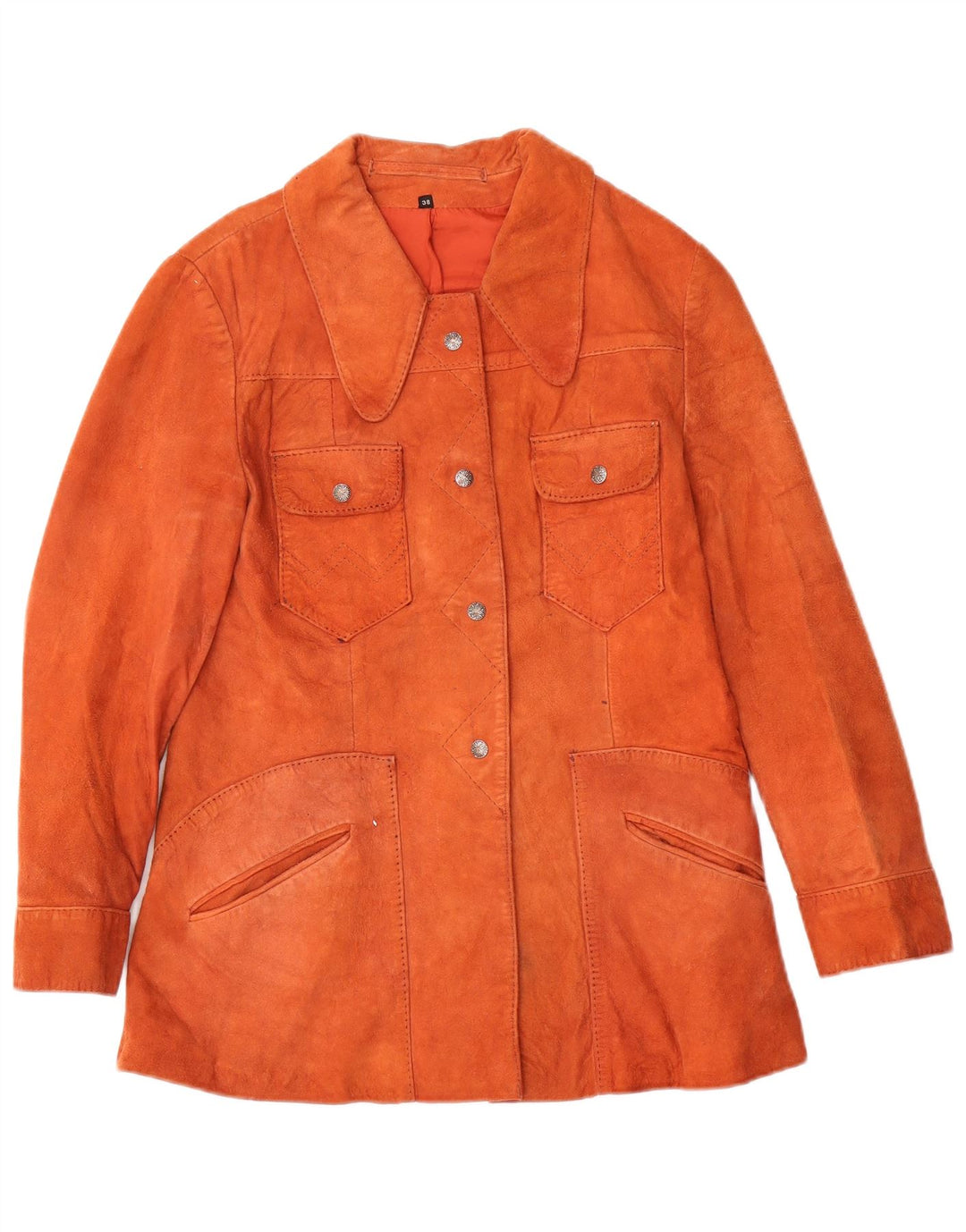 veste en daim femme vintage IT 38 XS Orange