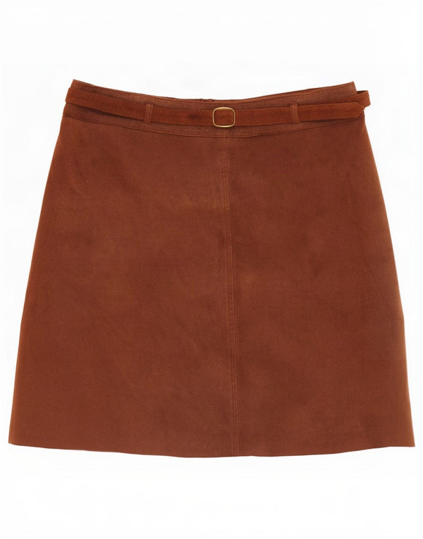 GARDEUR Mini-jupe Atelier en daim pour femme UK 14 Large W32 Cuir marron