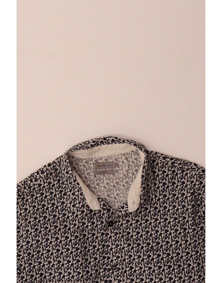 CALVIN KLEIN JEANS Chemise Slim Fit Homme Coton Géométrique Noir Moyen