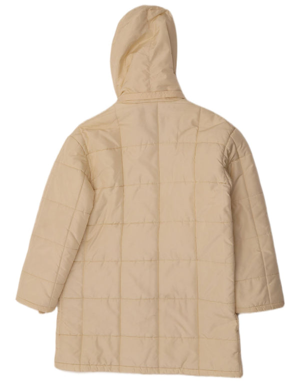 Moschino Manteau rembourré à capuche pour femme UK 12 Medium Off White Polyester