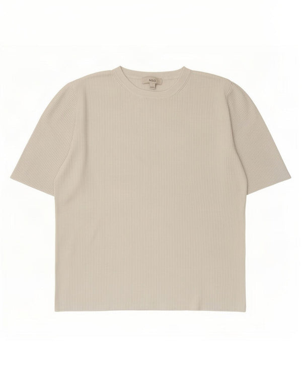 Marks & Spencer T-shirt pour femme UK 14 Large Blanc Viscose