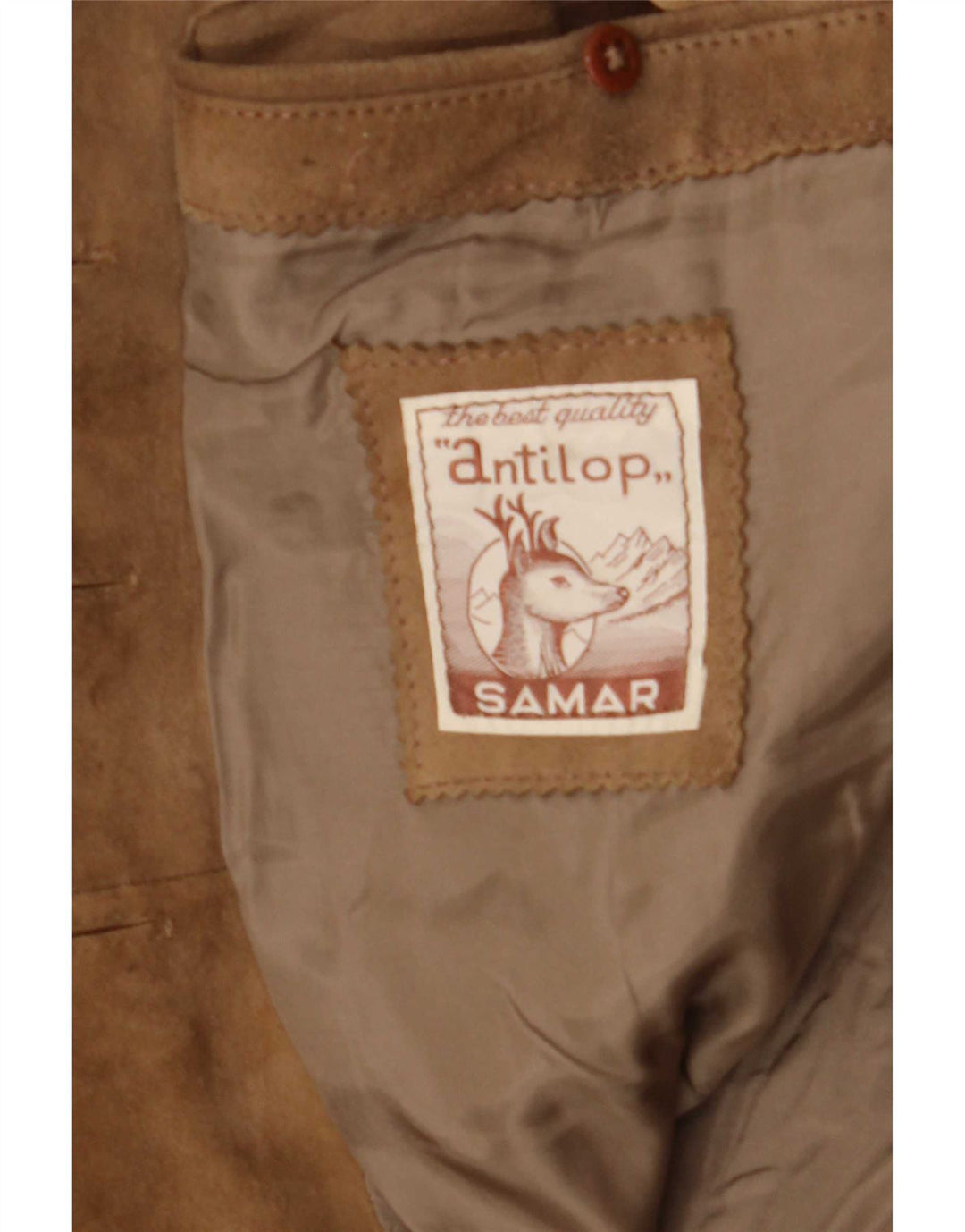 Samar Veste blazer en daim à 4 boutons pour femme UK 14 Beige moyen