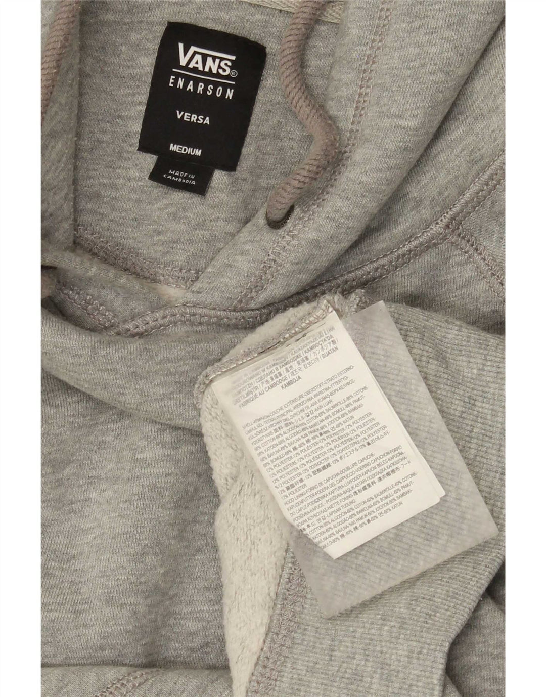 Vans Pull à capuche graphique homme gris moyen coton