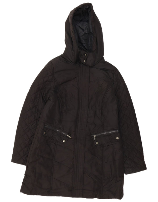 M&Co Manteau coupe-vent à capuche pour femme UK 14 Medium Noir Polyester