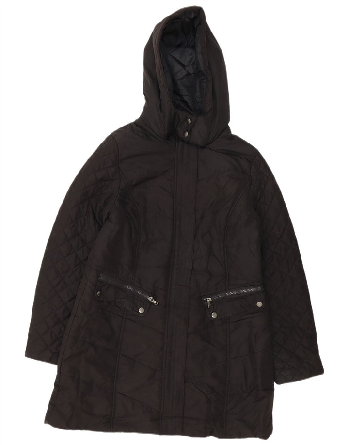 M&Co Manteau coupe-vent à capuche pour femme UK 14 Medium Noir Polyester