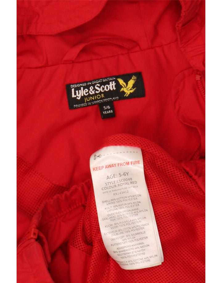 Lyle & Scott Veste coupe-vent à capuche pour garçon 5-6 ans Rouge Coton