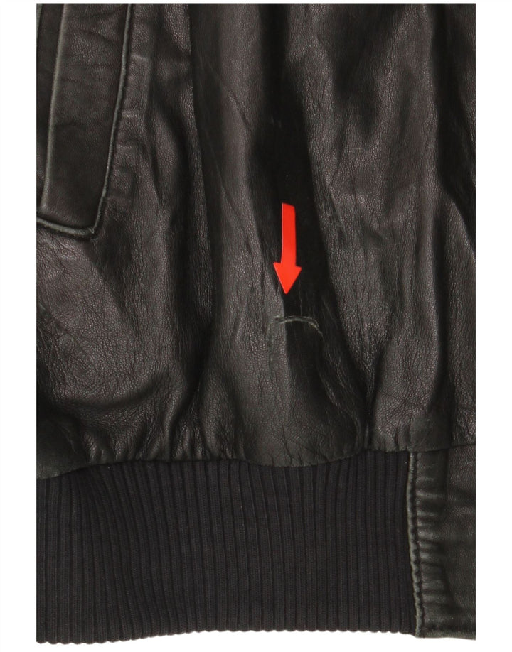 John and Son's Veste en cuir pour homme UK 38 Cuir noir moyen