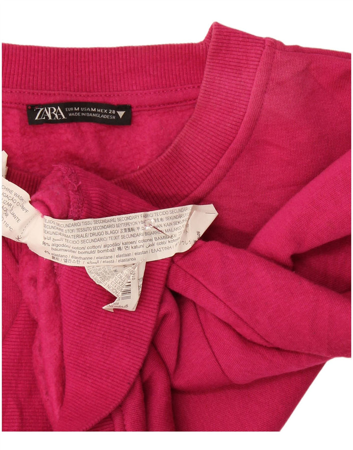 Zara Womens Crop Sweatshirt Jumper UK 14 Coton Rose Moyen