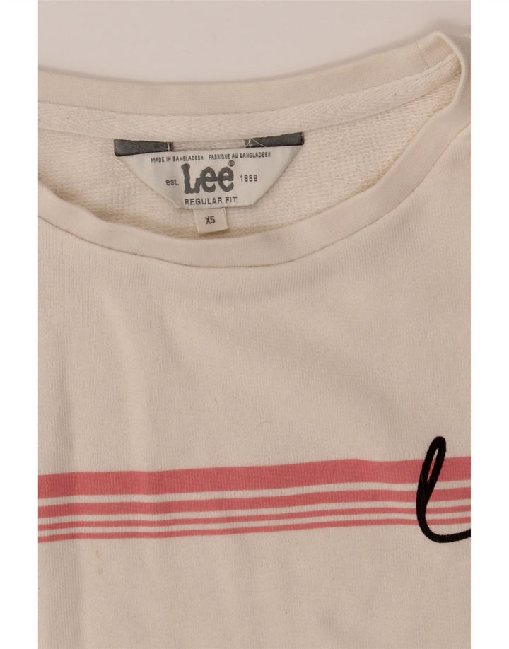 LEE Mens Regular Fit Sweatshirt Jumper XS Off White Striped Cotton Vintage Lee and Second-Hand Lee from Messina Hembry 