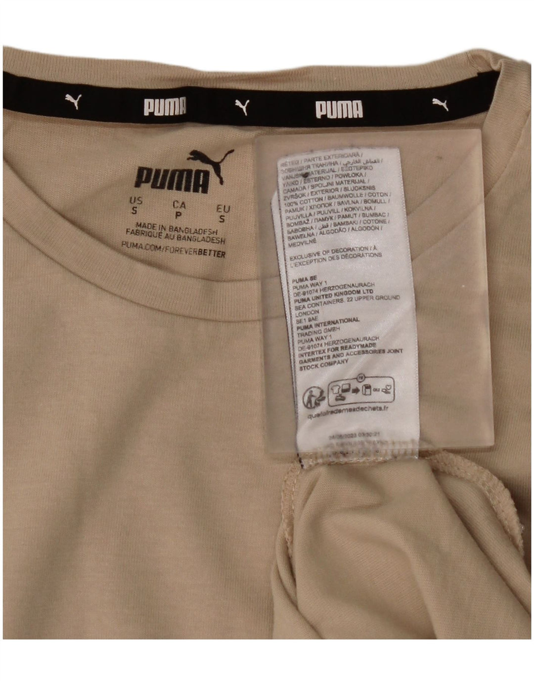 PUMA T-Shirt Femme UK 10 Petit Beige Coton