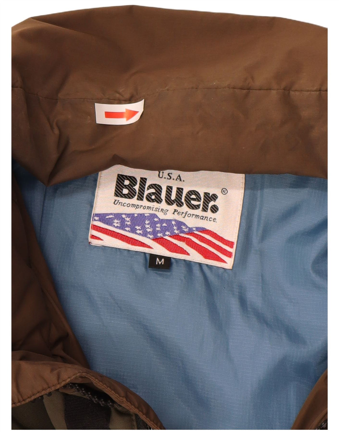 Blauer Veste matelassée graphique pour hommes UK 38 Nylon colour block marron moyen