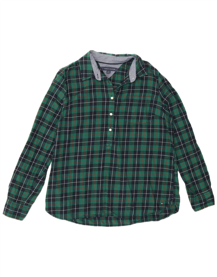 Tommy Hilfiger Chemise pull en flanelle pour femme UK 16 Grand coton à carreaux vert