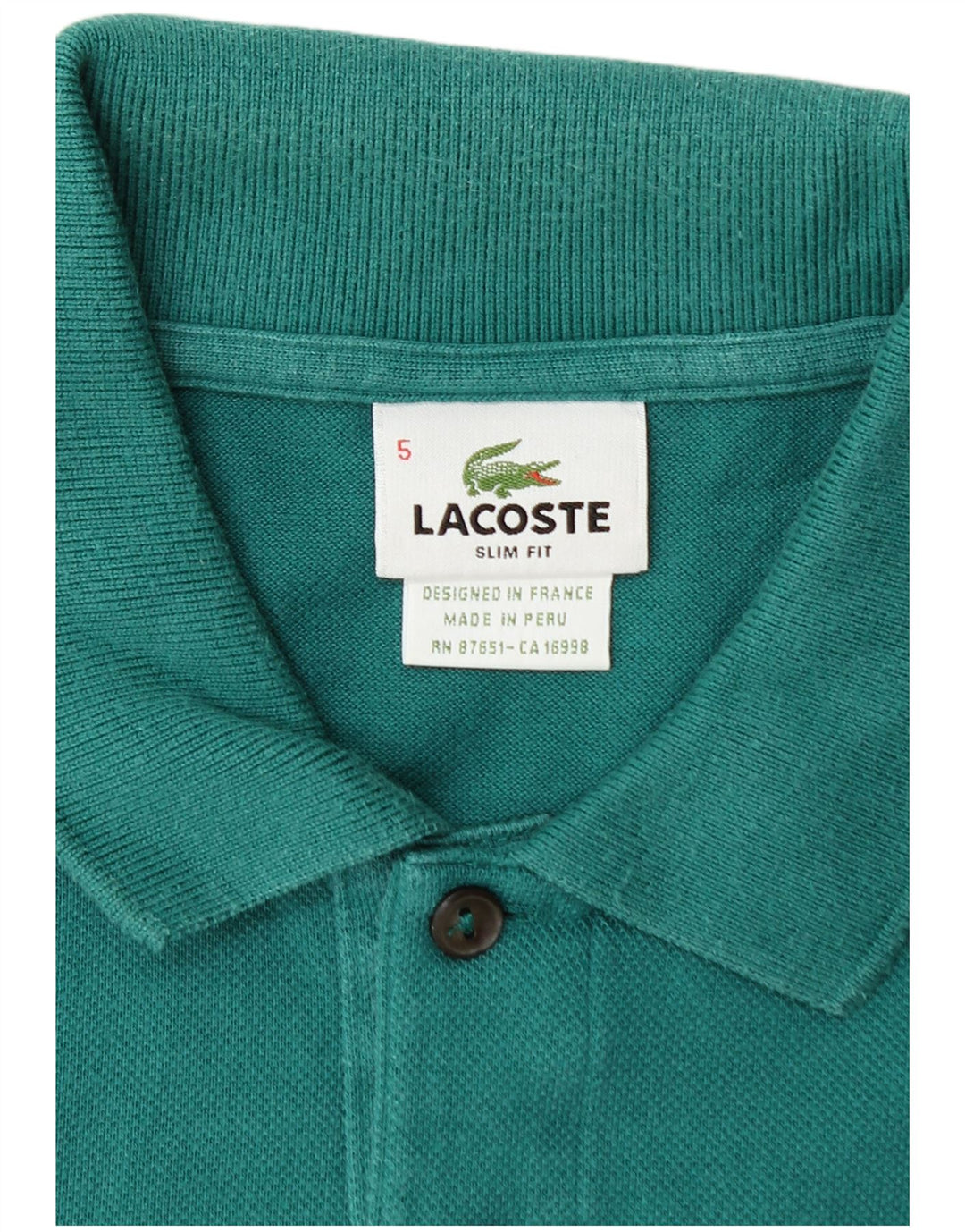 LACOSTE Homme Slim Fit Polo Taille 5 Grand Coton Vert