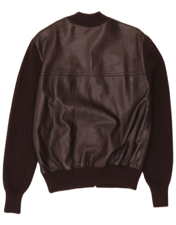 veste en cuir tricoté femme vintage IT 44 Brun moyen