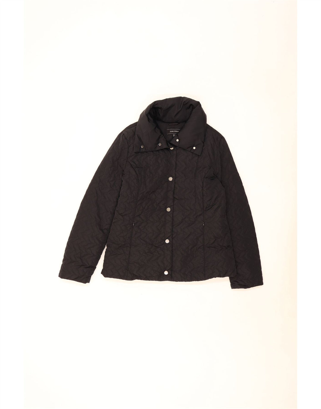 Zara Veste matelassée pour femme UK 16 Large Noir Polyester