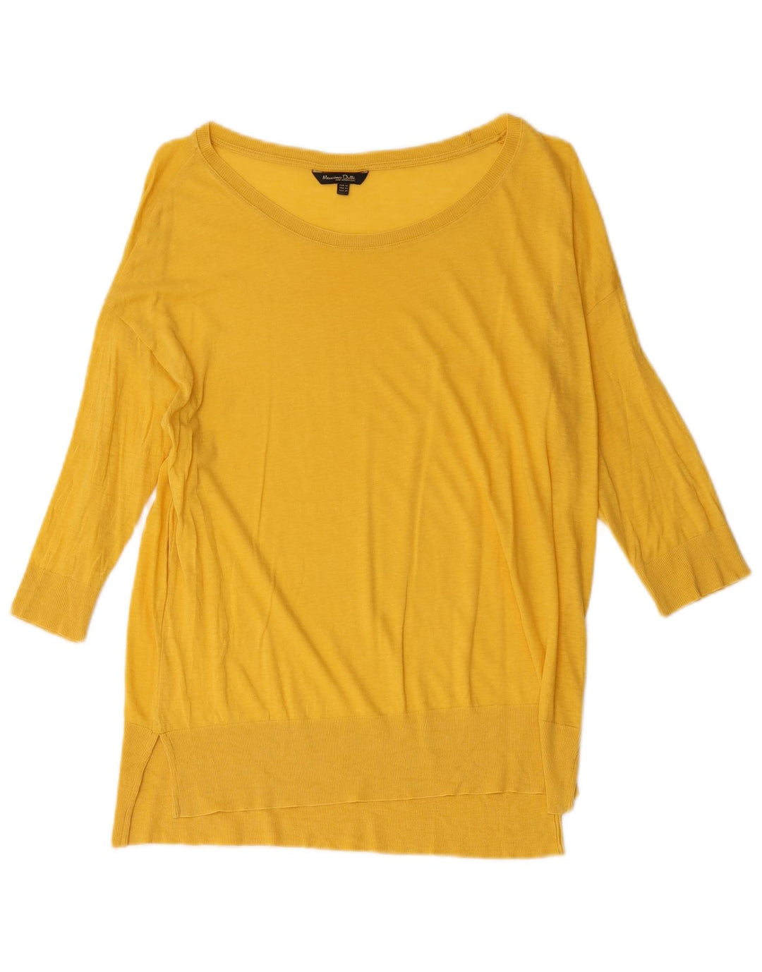 Massimo Dutti Haut Femme Manches 3/4 UK 18 XL Jaune