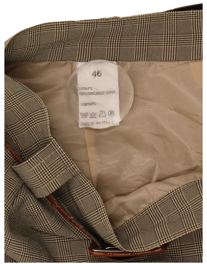 jupe trapèze femme vintage IT 46 Grand W28 Kaki Check Polyester