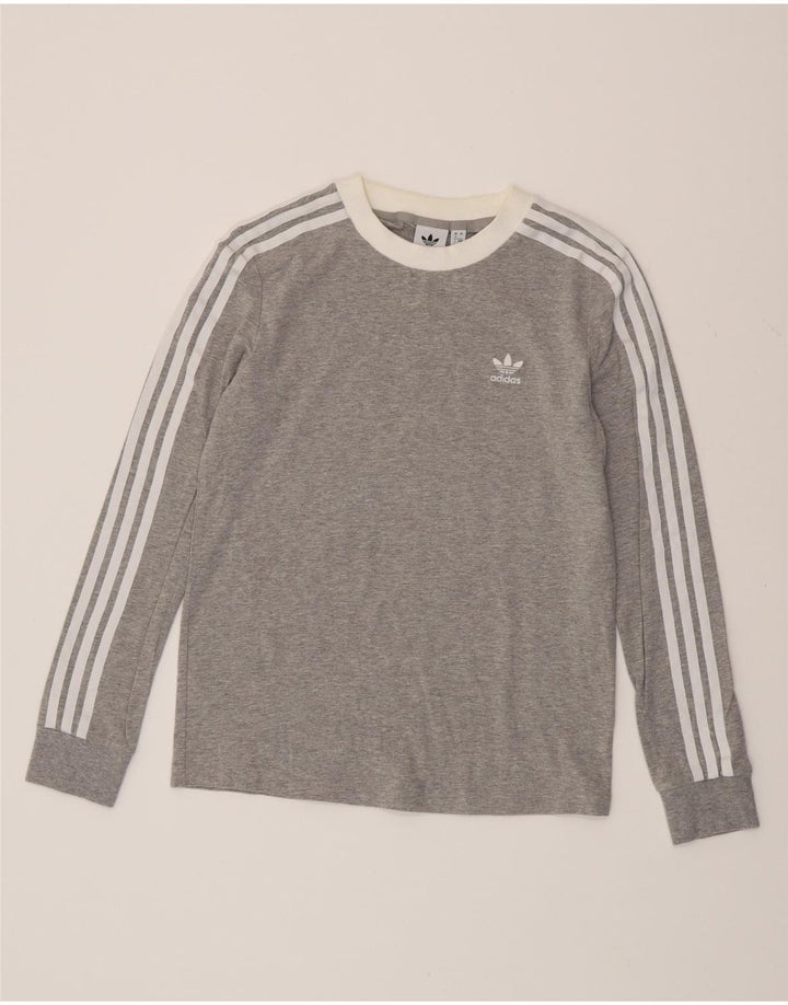 ADIDAS Haut à manches longues pour femme UK 8 Petit coton moucheté gris