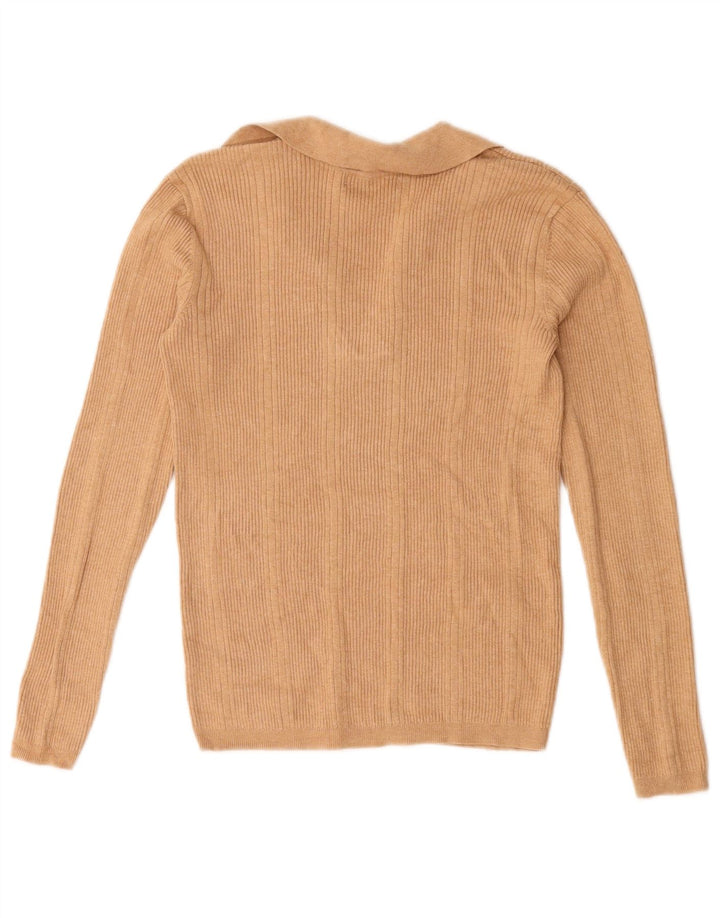 Marks & Spencer Pull surdimensionné à col polo pour femme UK 10 Petit Beige