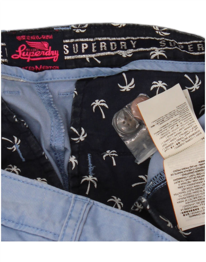 SUPERDRY Short Chino Femme W34 Large Bleu Coton