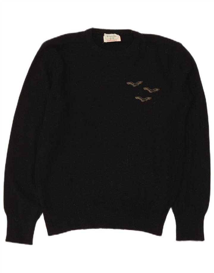 Benetton Pull Col Rond Femme IT 50 XL Laine Noir
