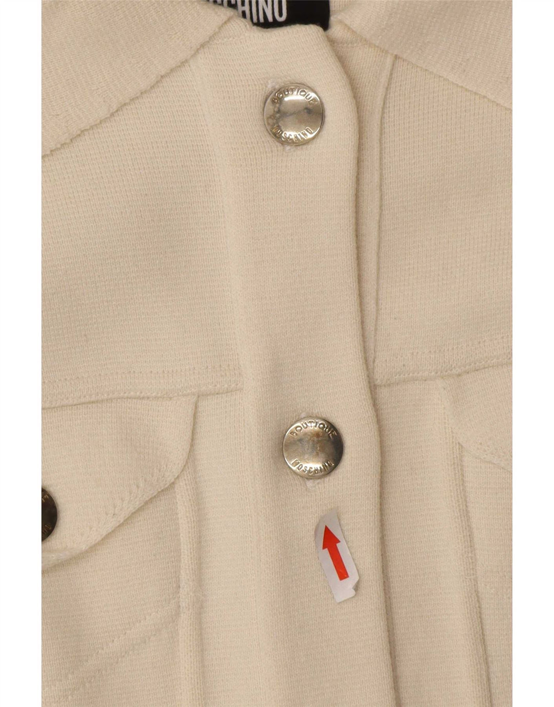 Moschino Pull Cardigan Femme UK 8 Petit Laine Blanc Cassé