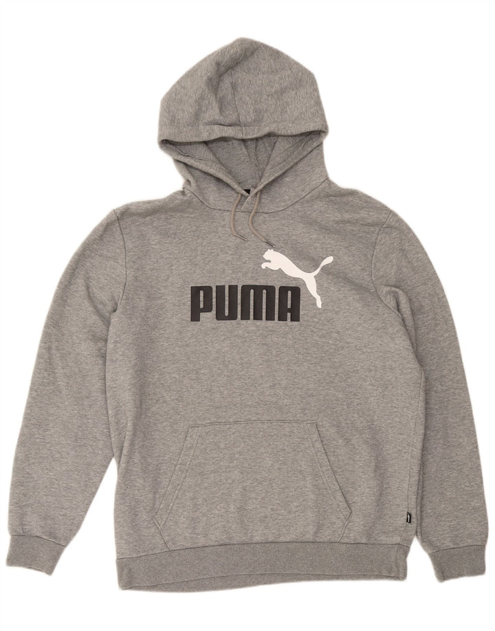 Puma Pull à capuche graphique pour homme, grand, gris moucheté