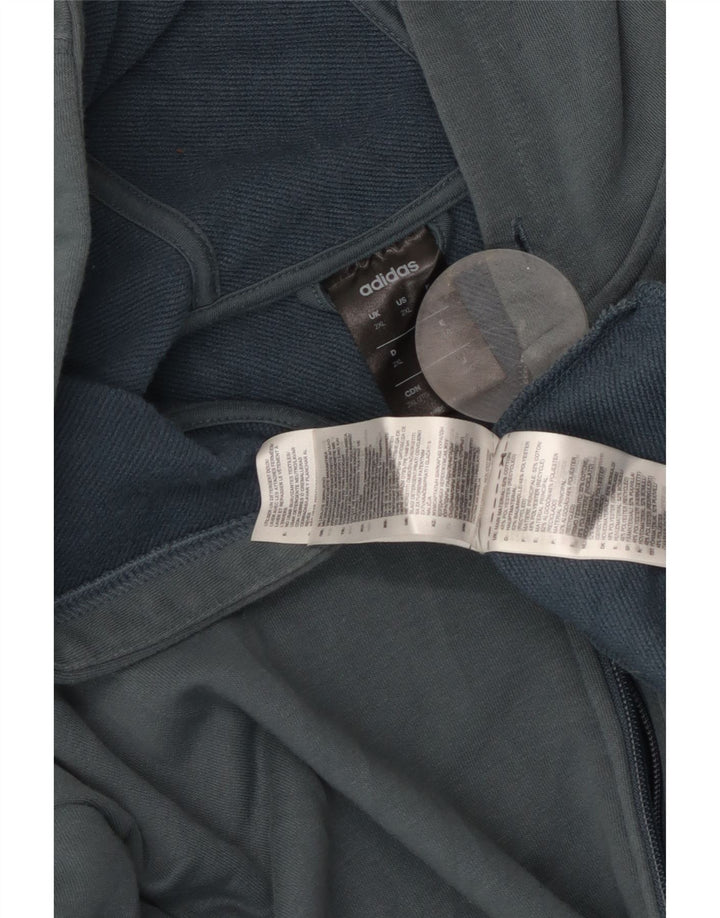 ADIDAS Pull à capuche zippé graphique pour homme 2XL Bleu Coton