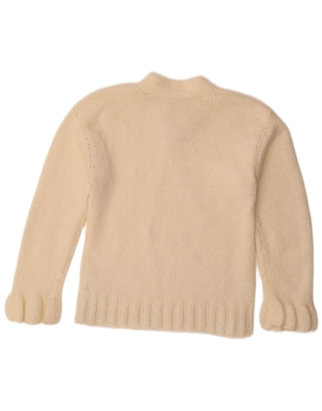 vintage Femmes Turtle Neck Jumper Pull UK 12 Moyen Off White
