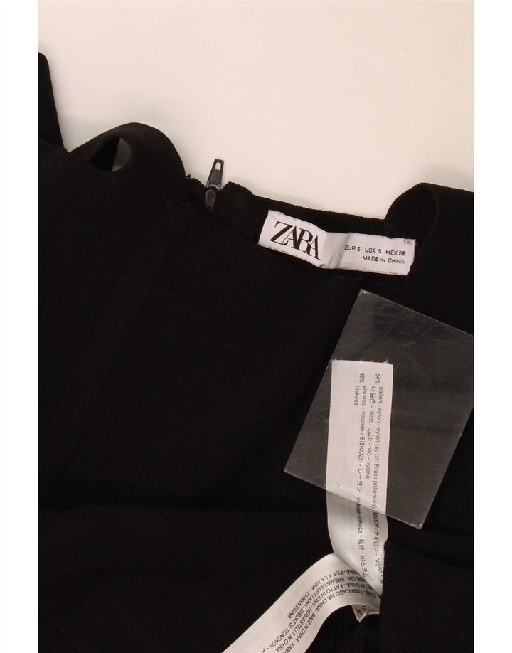 Zara Femme Crop Top UK 8 Petit Nylon Noir