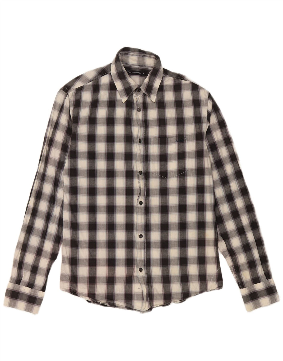 French Connection Chemise Homme Petit Carreau Noir Coton