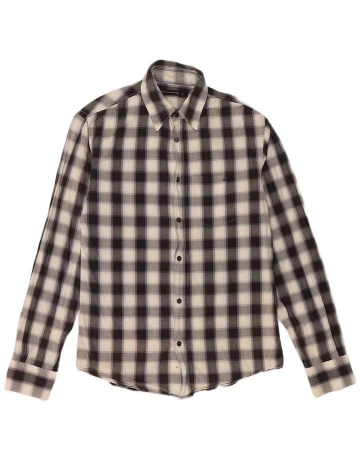 French Connection Chemise Homme Petit Carreau Noir Coton