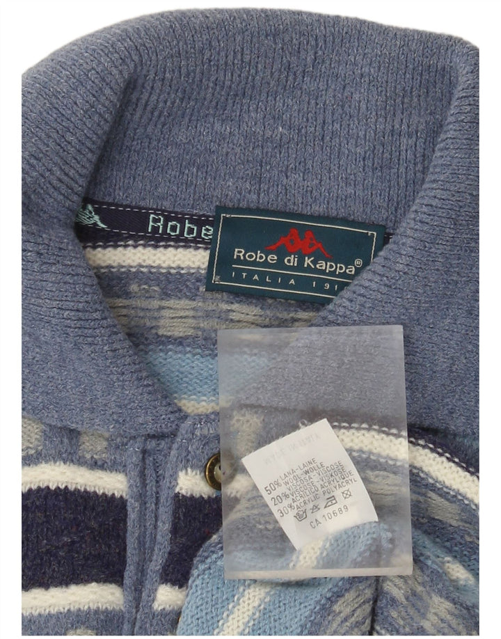 Kappa Pull à col polo pour homme en laine à rayures bleues