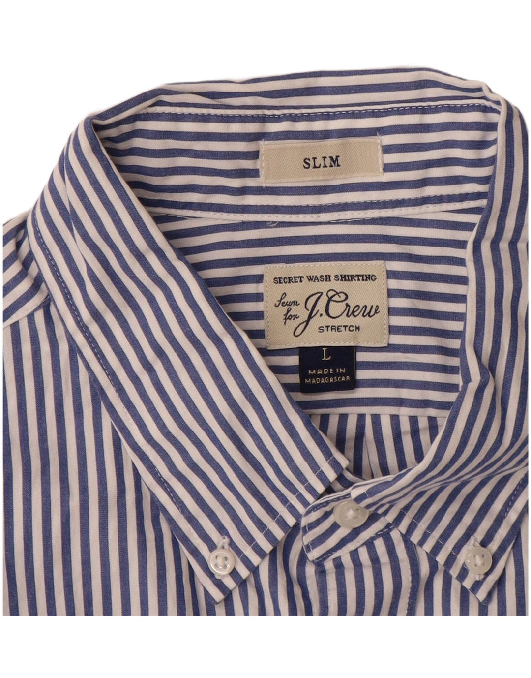 J. CREW Chemise slim pour homme en coton à fines rayures bleu marine