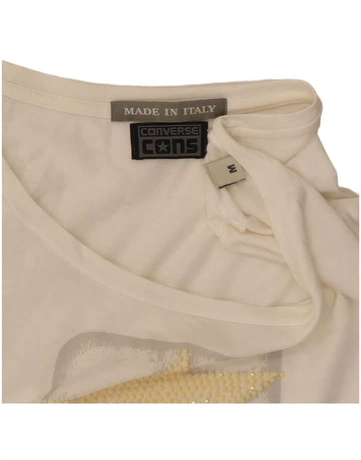 CONVERSE T-shirt graphique pour femme UK 12, coton blanc moyen