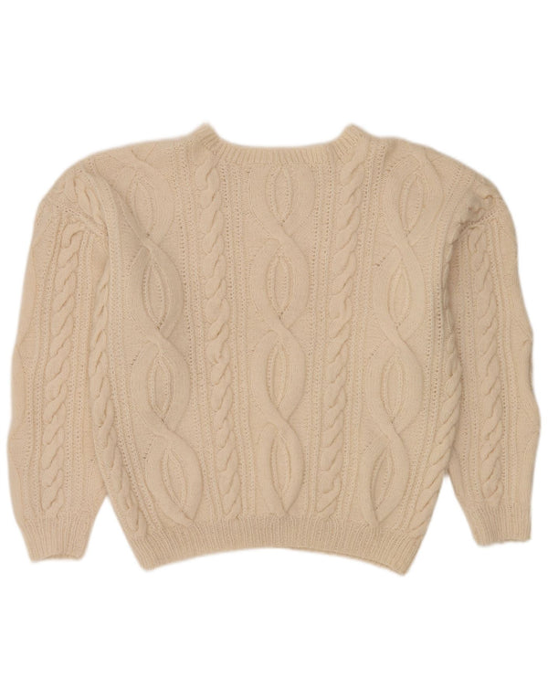 vintage Femmes Bateau Cou Jumper Pull UK 20 2XL Beige
