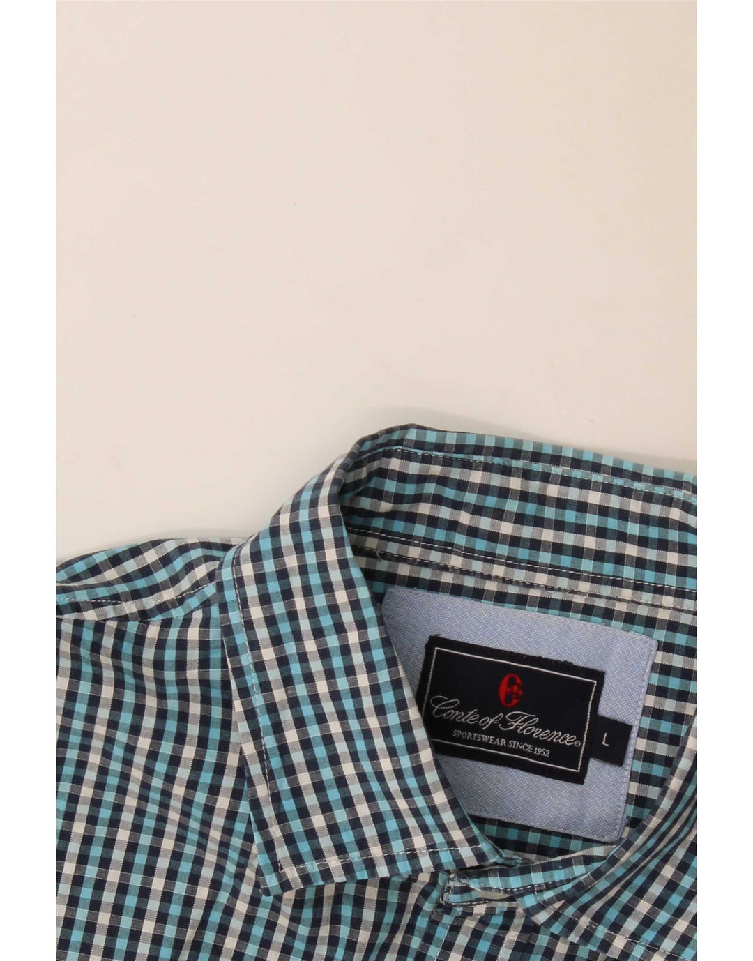 Conte of Florence Chemise à manches courtes pour homme Grand vichy bleu