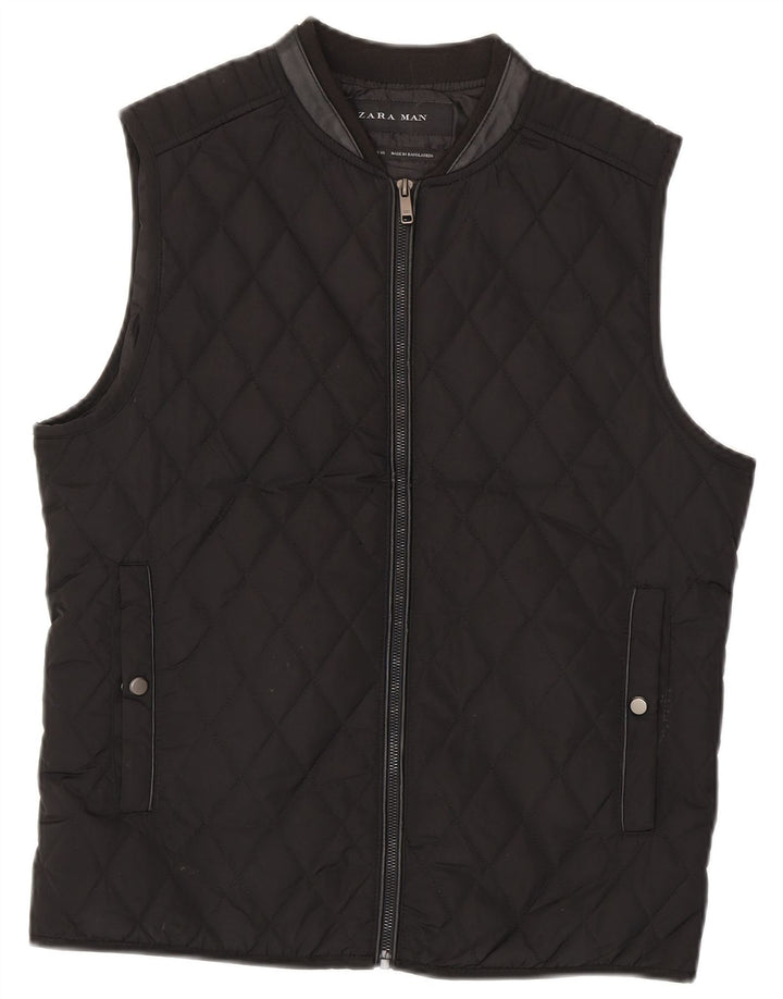 Zara Gilet matelassé pour homme UK 38 Medium Noir Polyester