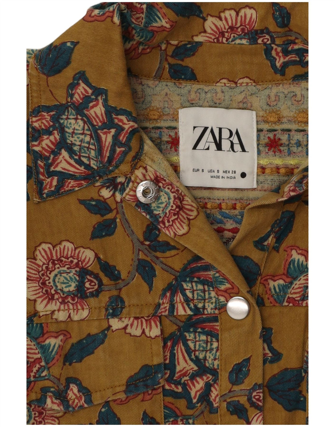 Zara Chemise surdimensionnée pour femme UK 10 Petit Kaki Floral